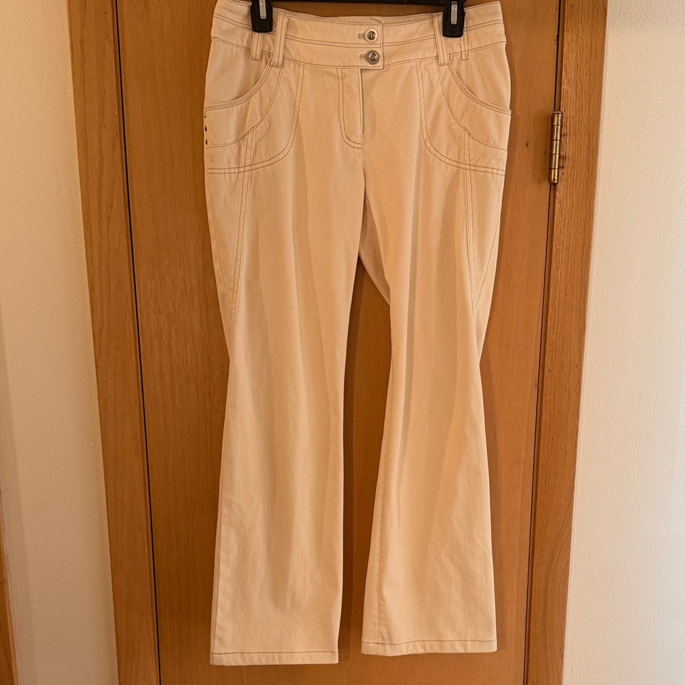 Cara O Cruz Women’s Boot Cut Y2K Style Jeans Cream Off White Size 10